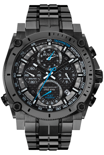 bulova precisionist men's 98b312 quartz chronograph black rubber strap watch