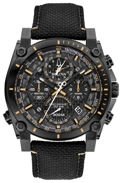 bulova precisionist men's 98b312 quartz chronograph black rubber strap watch